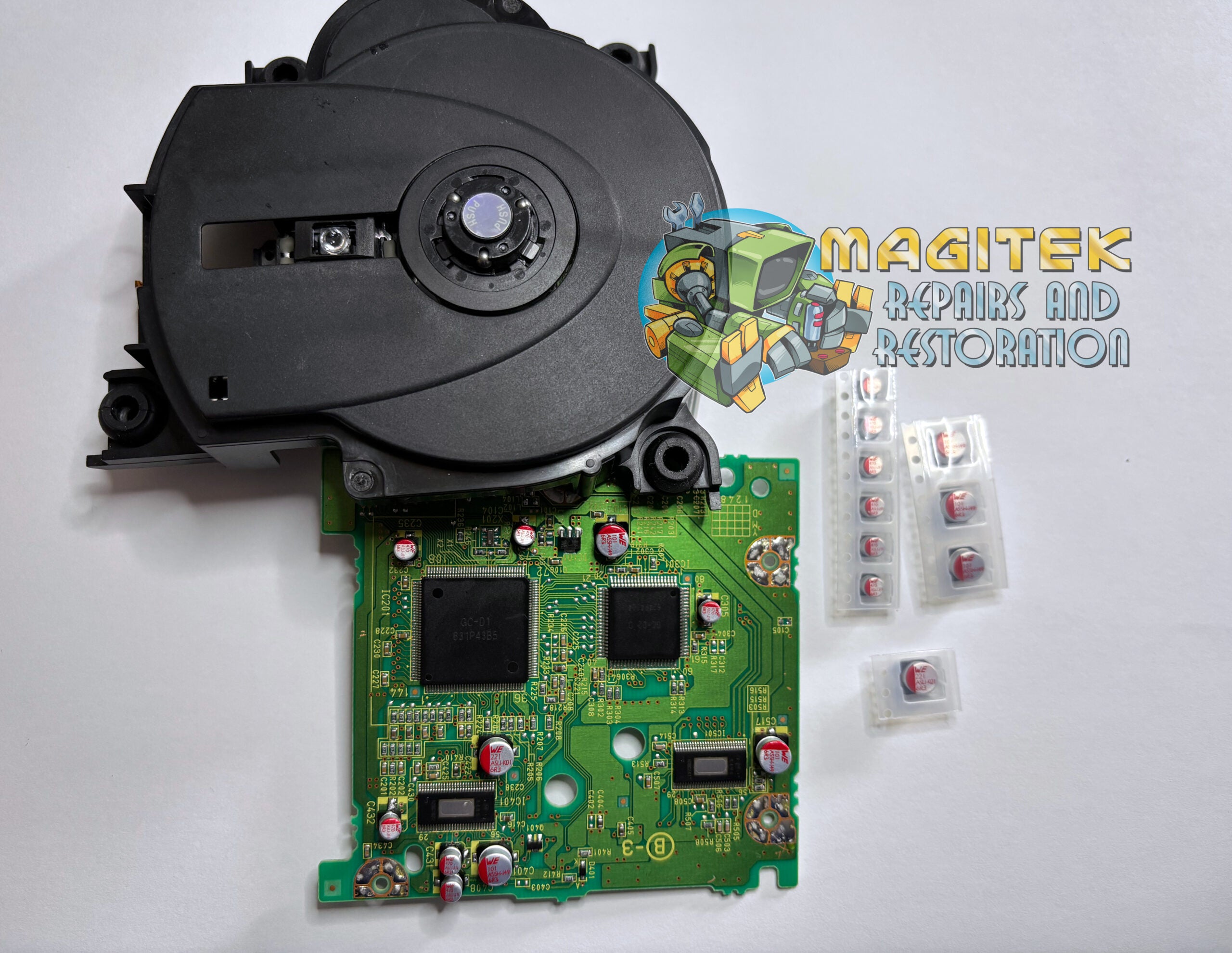 Capacitor Kit for the GameCube Optical Board (All Versions) Capacitor Kit for the GameCube Optical Board (All Versions)